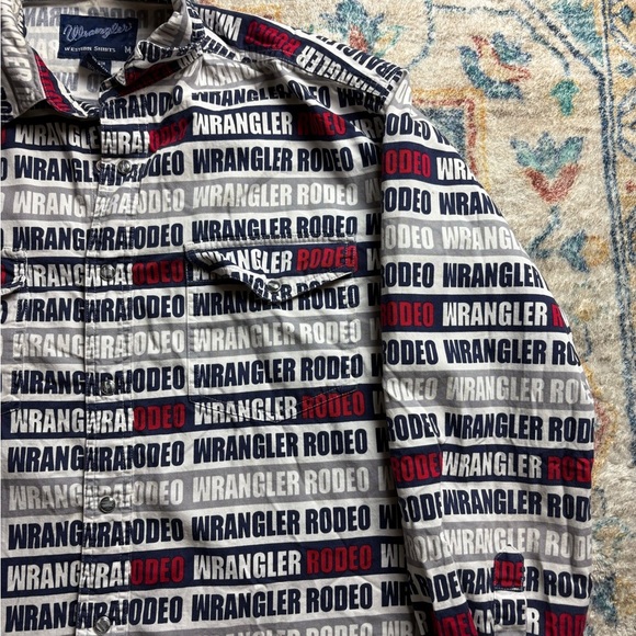 Vintage Wrangler Rodeo All Over Print Pearl Snap Shirt Medium - Picture 4 of 5